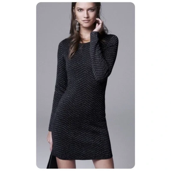 Express | Dresses | Express Metallic Chevron Long Sleeve Sweater Dress |  Poshmark